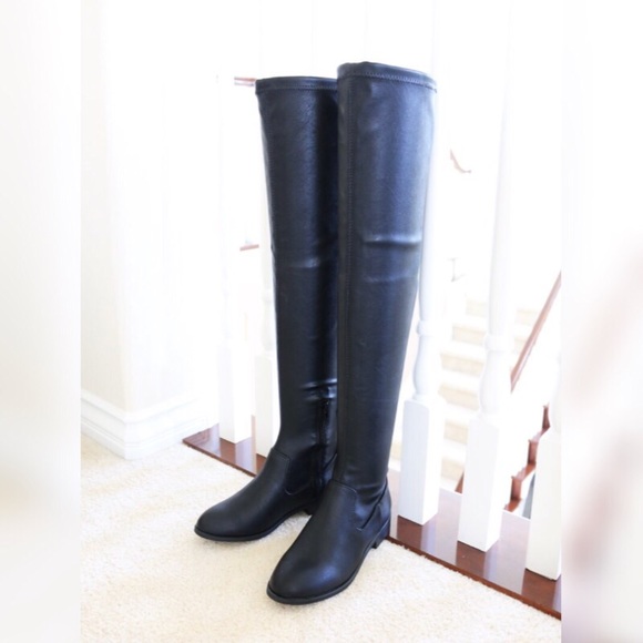 cityclassfied Shoes - jingo black strech pu over knee boots